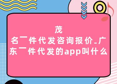 茂名一件代发咨询报价-广东一件代发的app叫什么